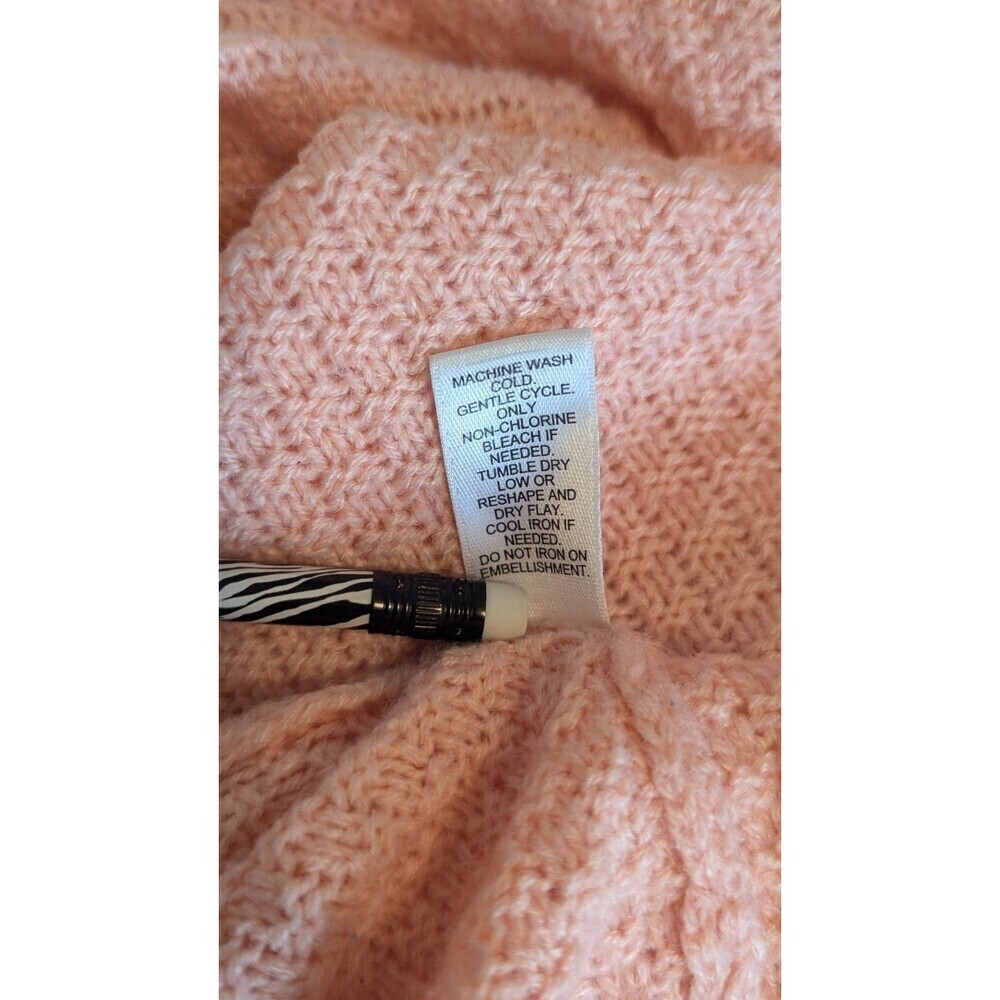 Cato Woman Plus Size 18/20 Peach Pearl Embellished Tunic Sweater High Low Hem - Picture 5 of 9